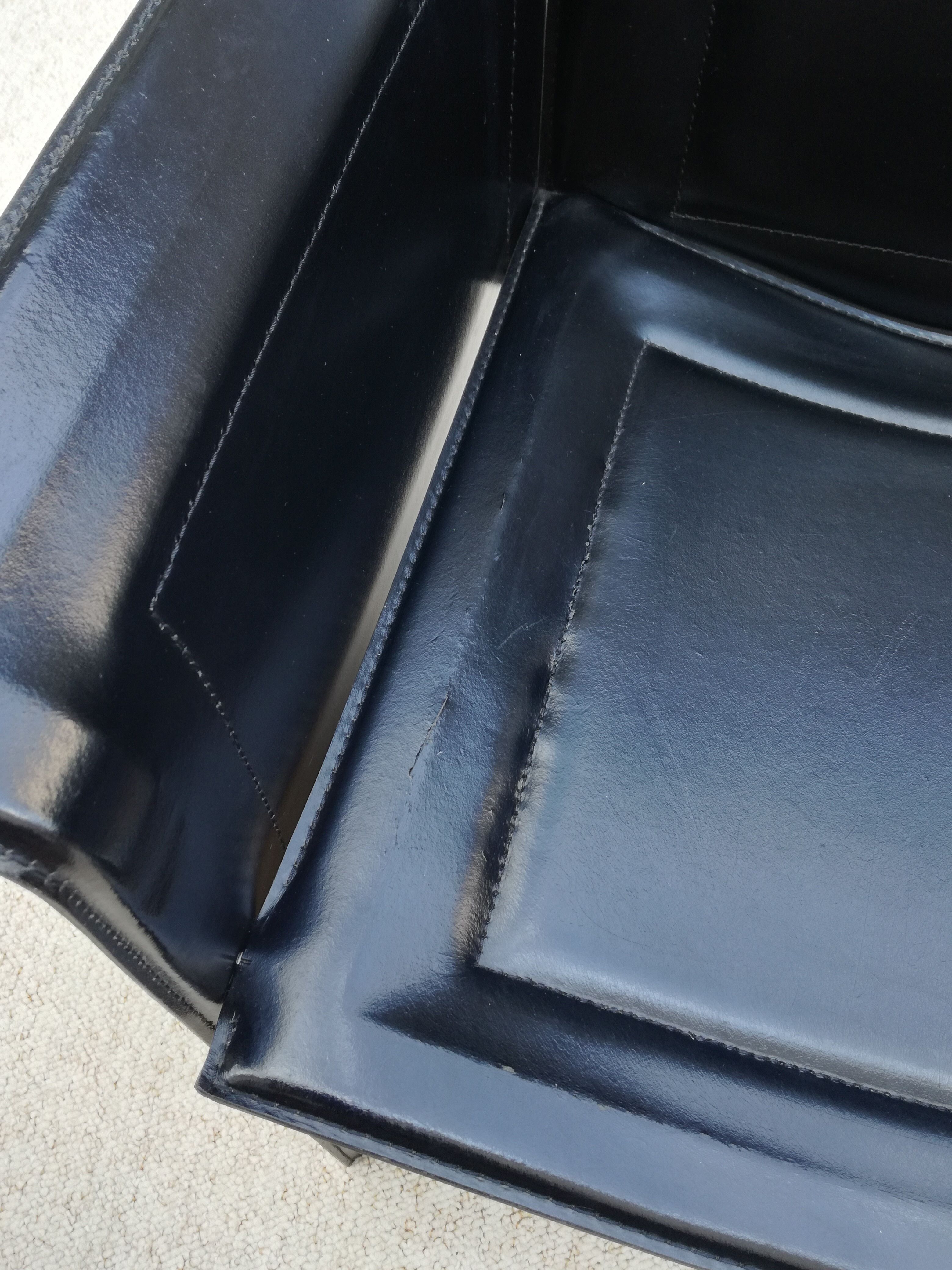 Tito Agnoli Italian black leather design chair