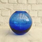 Vintage cobalt blue glass round vase