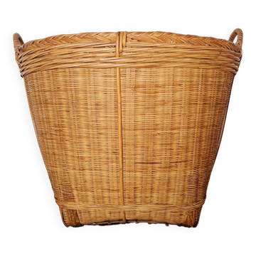 Panier rangement cache-pot  en rotin ancien