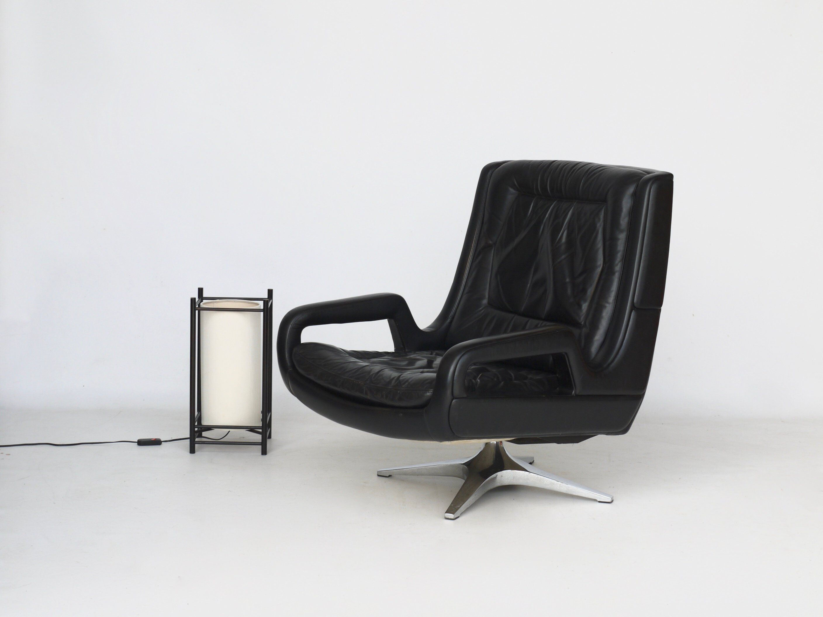 Leather Swivel Lounge Chair. 1960s