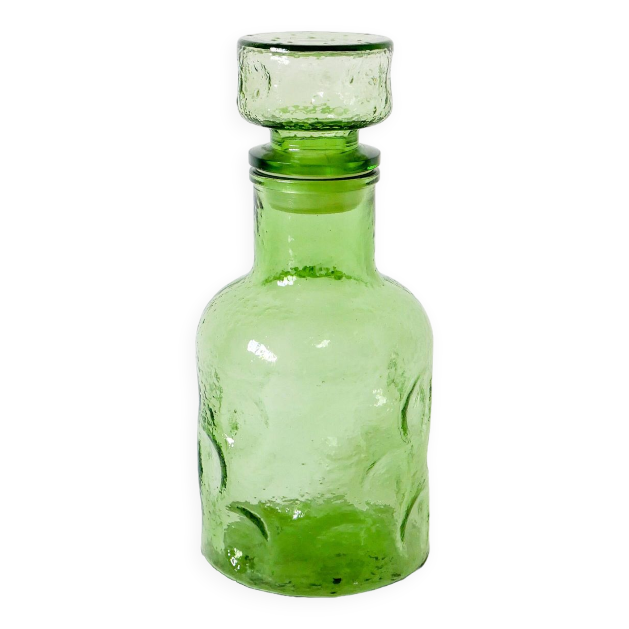 Green bubbled glass carafe 1970