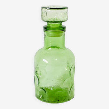 Green bubbled glass carafe 1970