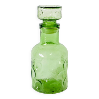 Green bubbled glass carafe 1970