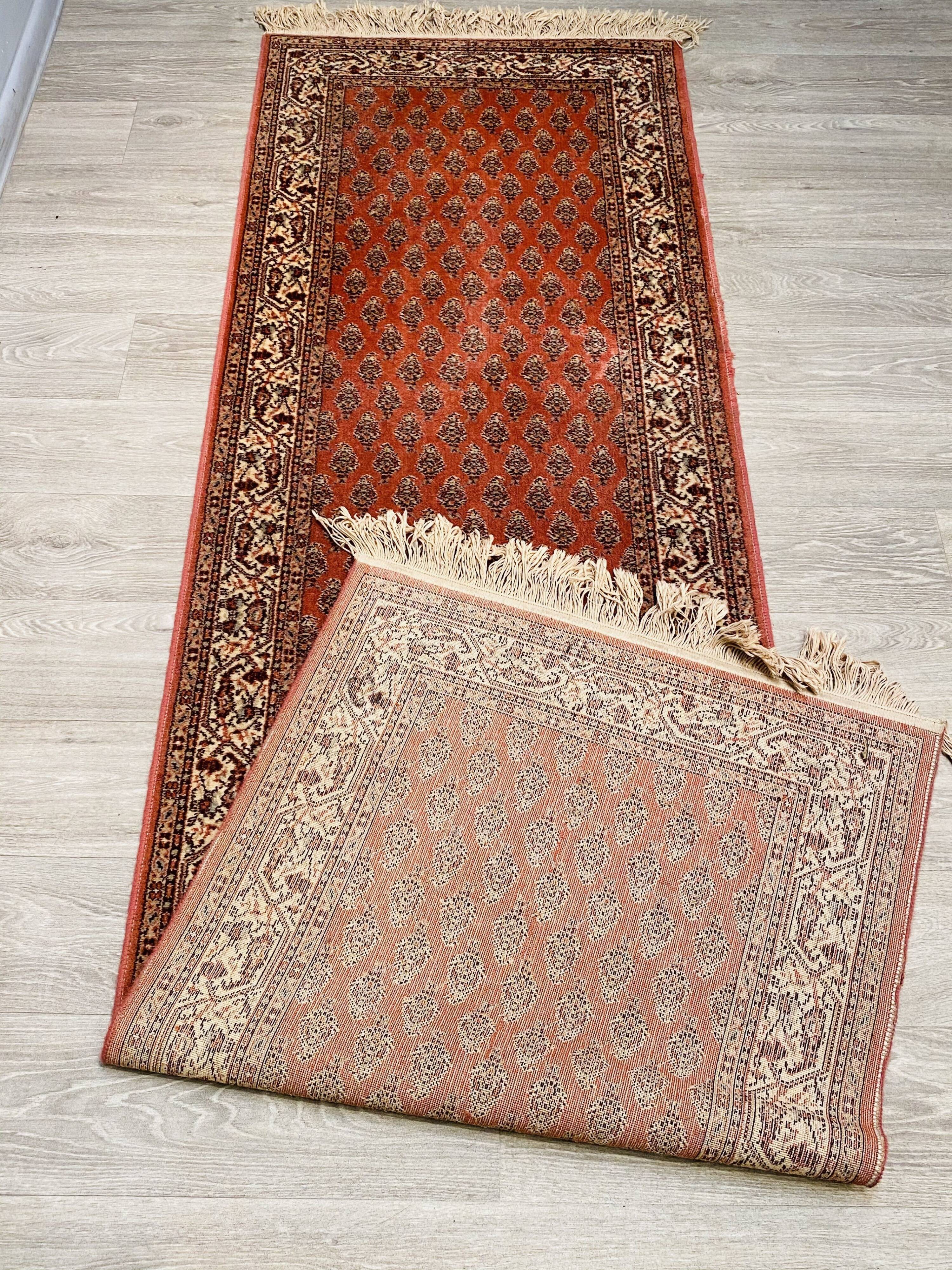 Tapis coloré naturel fait main des années 60 256x73cm