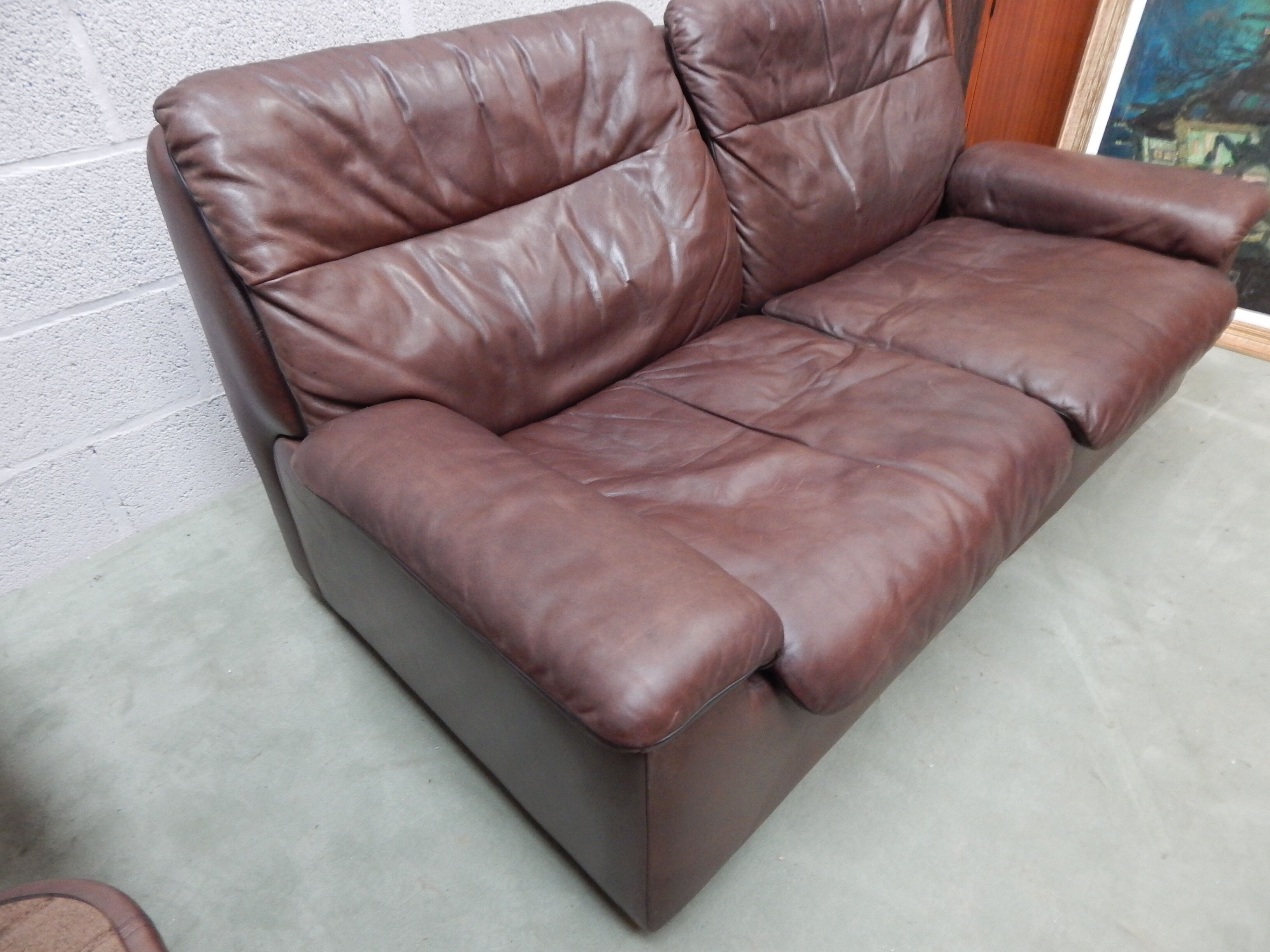 Leather sofa 2 places DS66 De Sede years 70/80