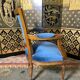Louis XVI style convertible armchair blue velvet