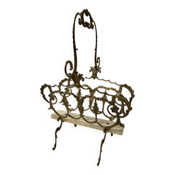 20th century openwork bronze and brass magazine rack