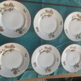 6 small old porcelain plates, floral pattern