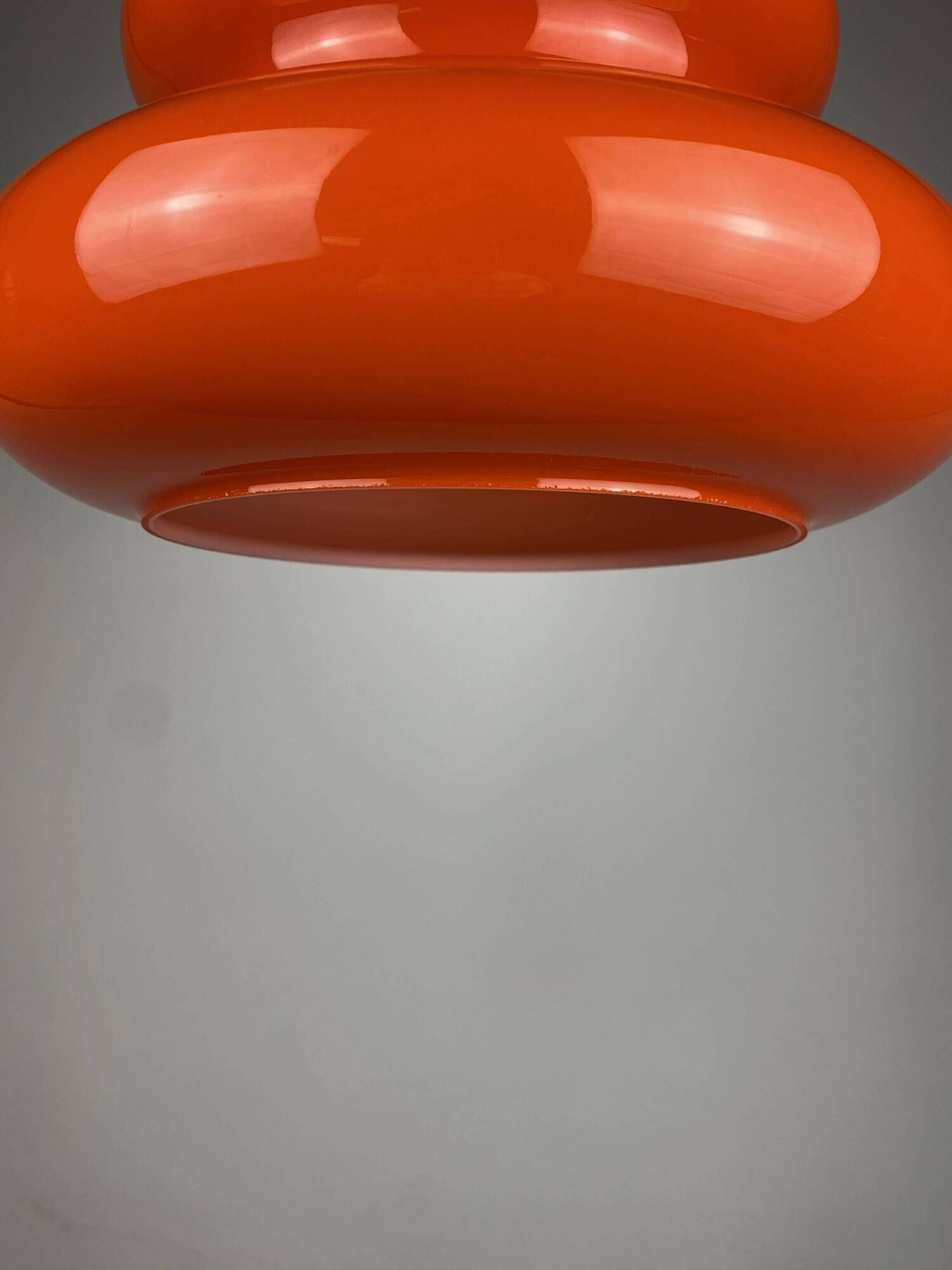 Bright orange glass pendant light AH 1 by Peill and Putzler 1960