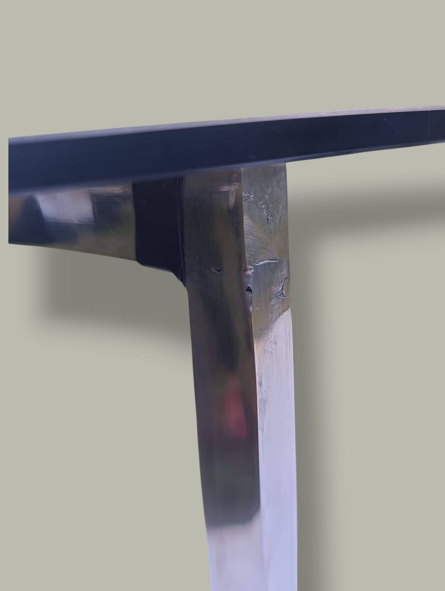 Smoked glass demi-lune console - 1970s