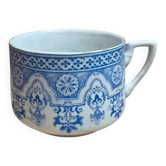 Large antique chocolate cup Hamage Nord Renaissance – Ironstone, rare blue & white decoration