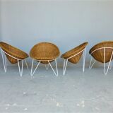 VINTAGE SALON IN RATTAN AND METAL. 1960