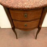 Commode demi lune de style Louis XV en marqueterie XX siècle