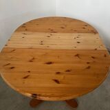 French design pine table and chair set from the 70s brutalist vintage arcs