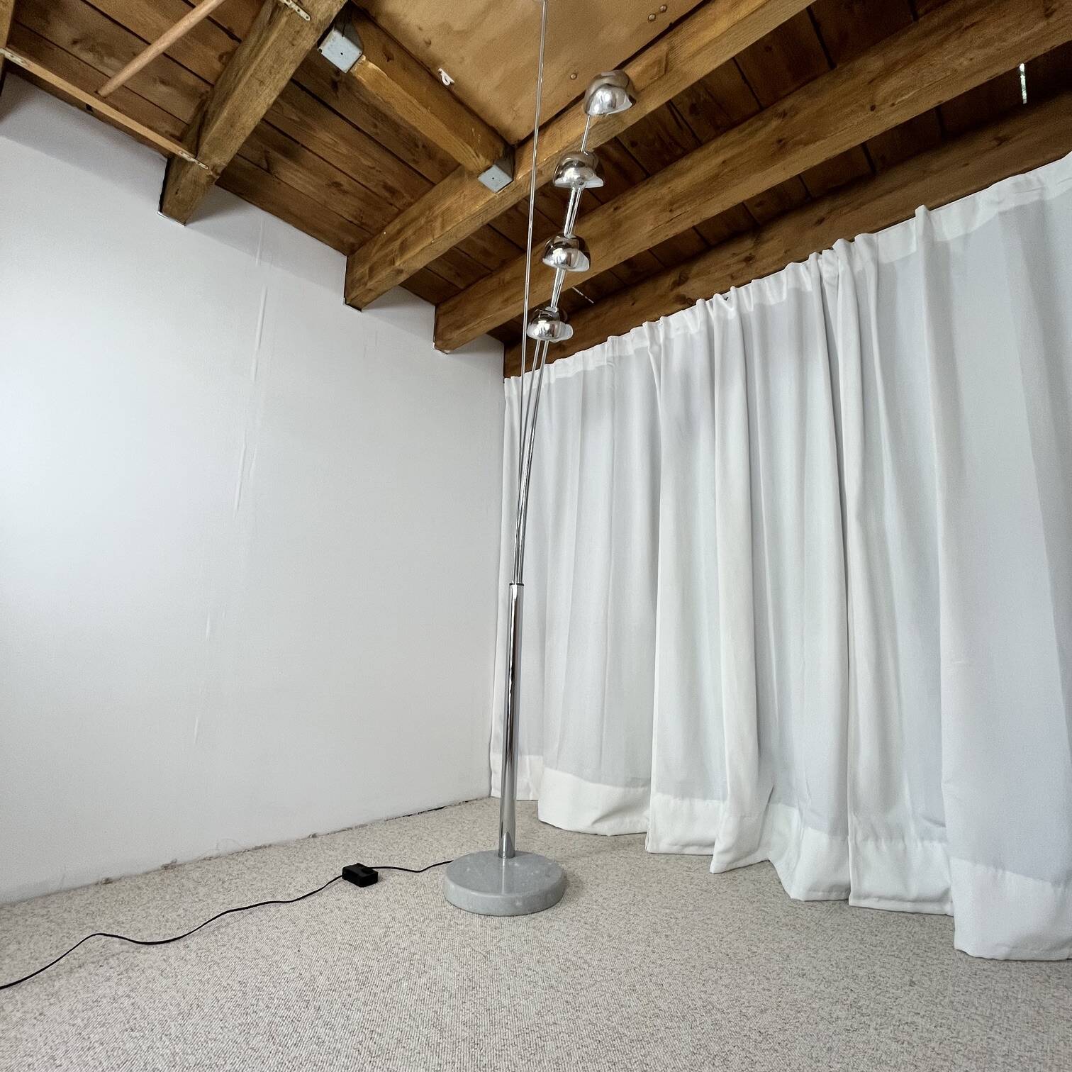 Arc floor lamp with wooden base and 5 lights Agemob MCM style