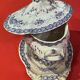 Large porcelain sauciere with blue and white decoration of the 19th century