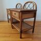Pair of vintage rattan and cane bedside tables, 1970s