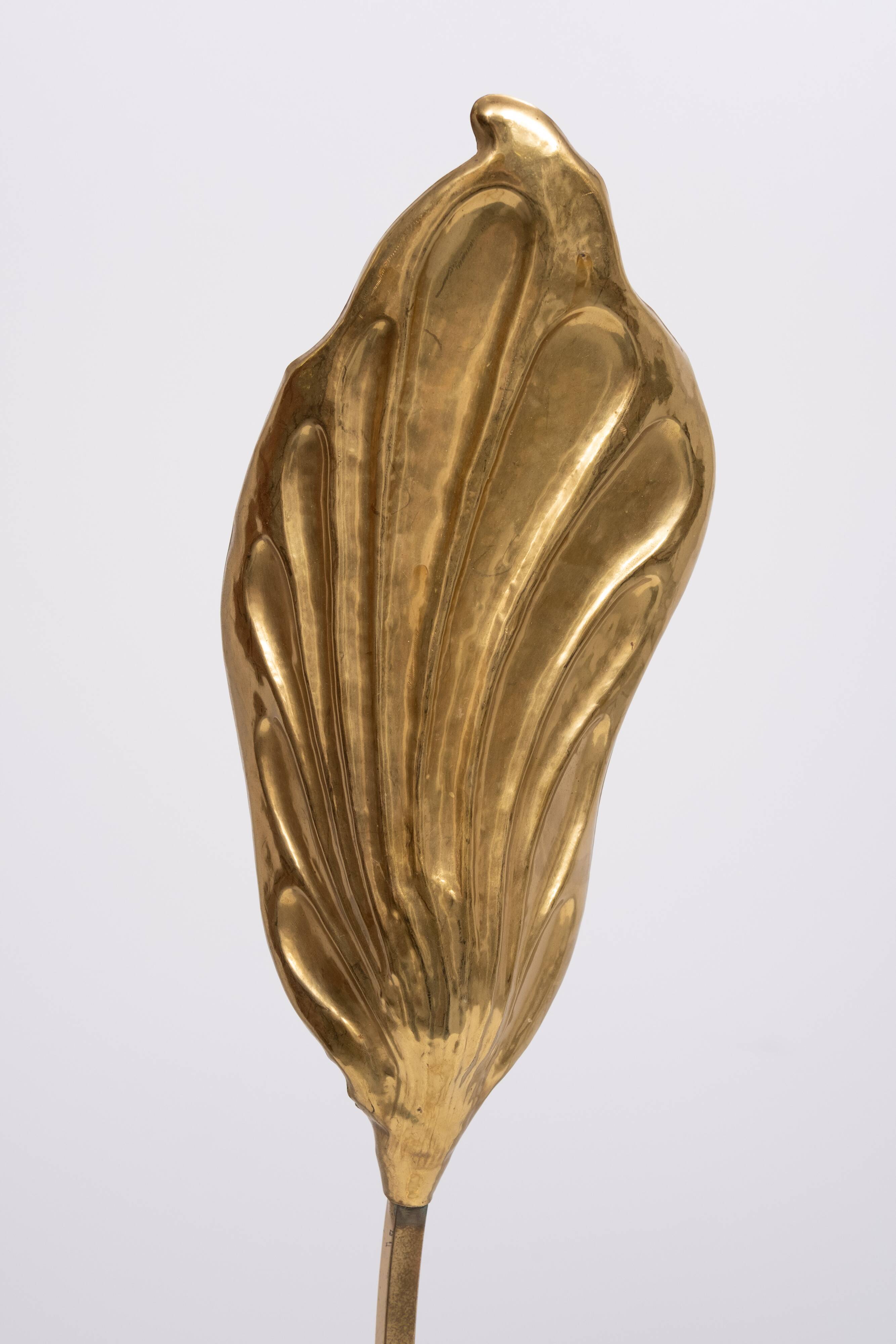 Pair Brass leaf table lamps design by Carlo Giorgi & Tommaso Barbi 1970s