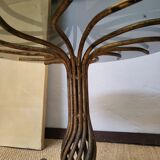 1970s modernist coffee table in smoked glass and metal.