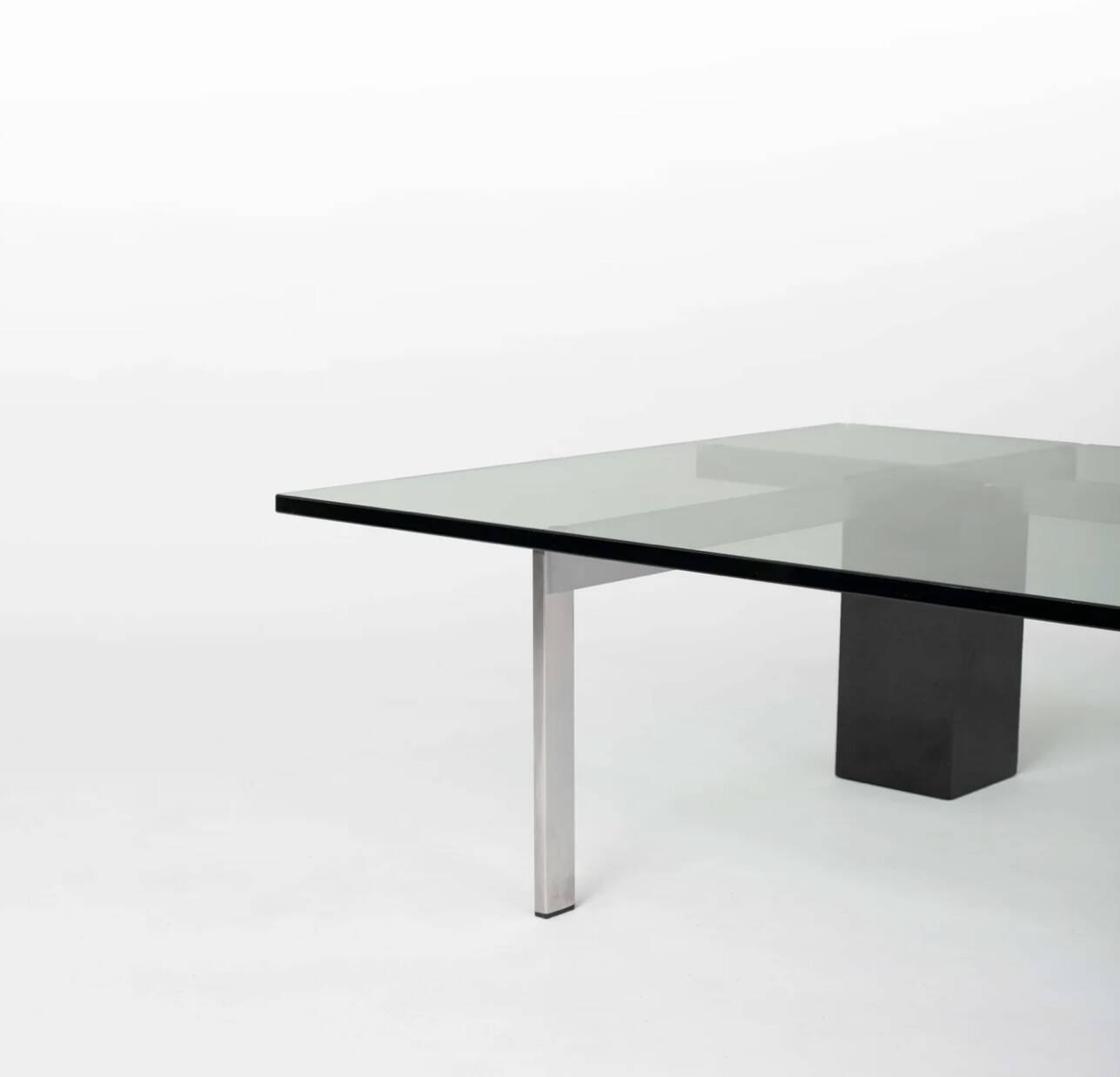 KW1 glass, metal and granite coffee table by Hank Kwint for Metaform 1980s
