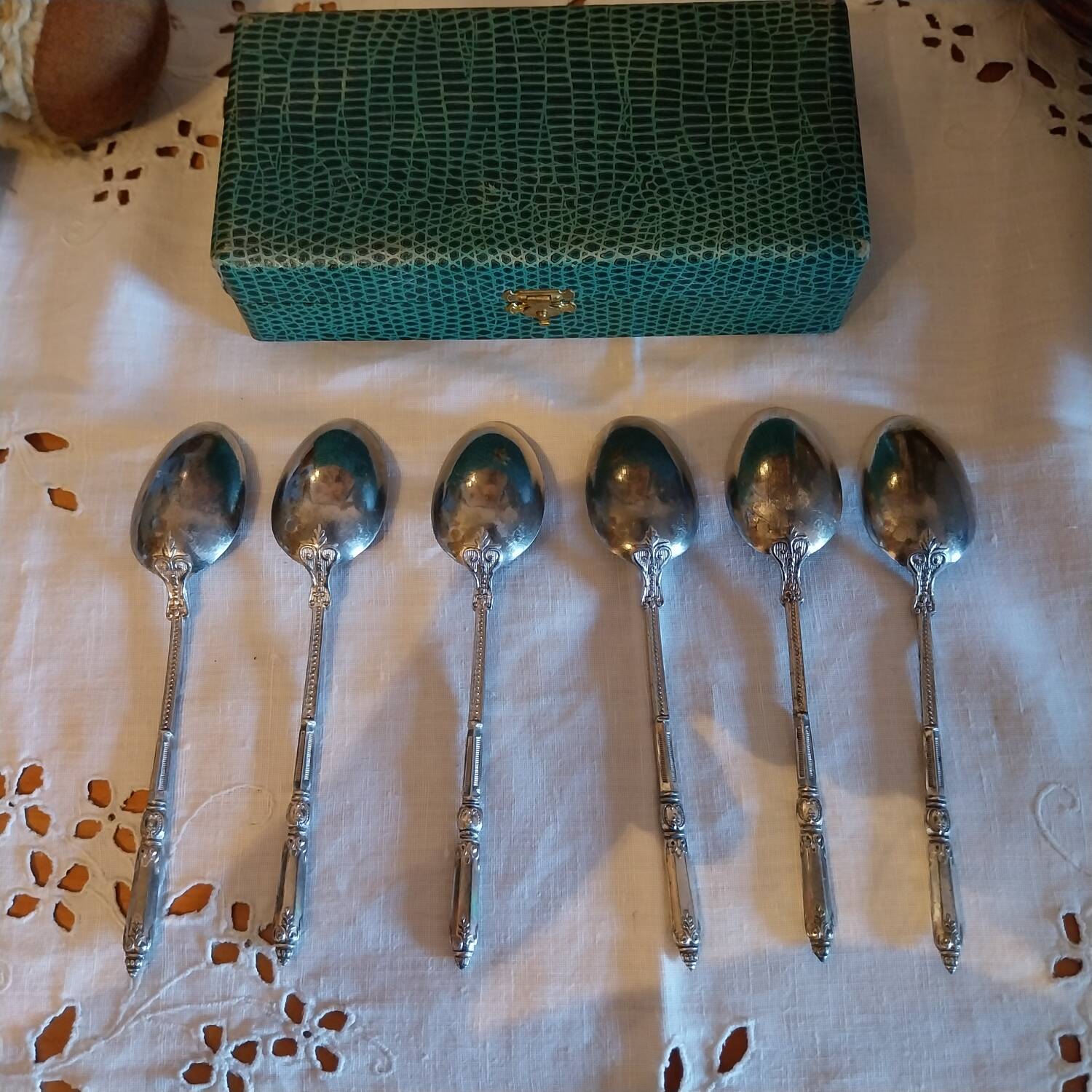 Old silver-plated metal teaspoons