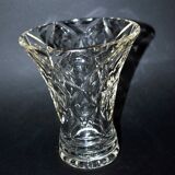 Vintage carved glass vase - Flared cornet shape - 15.5 cm
