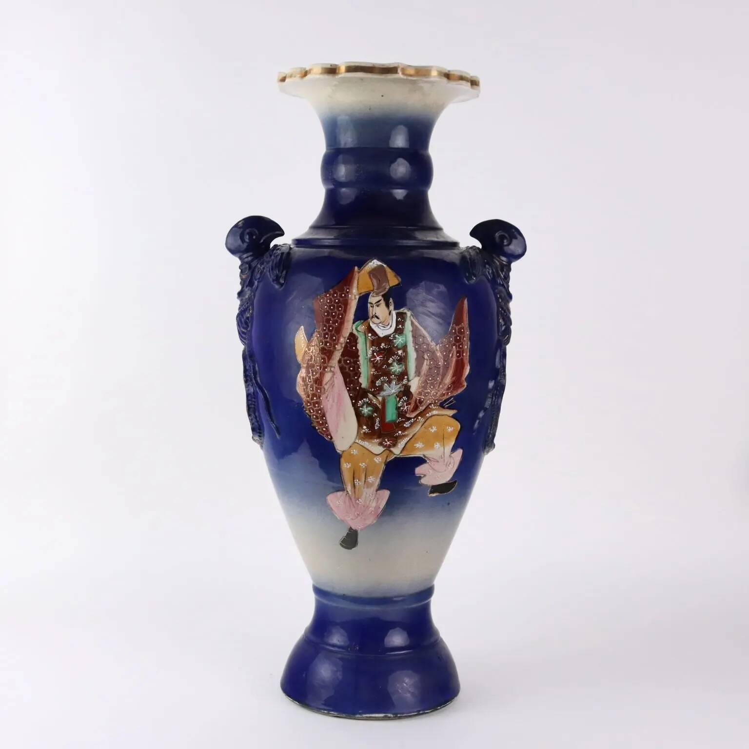 Antique ceramic vase with floral decoration, Japan, early 20th century.