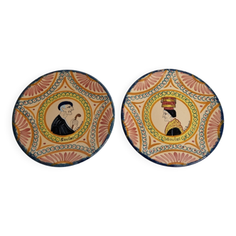 Pair of Henriot Quimper plates, Soulac decoration, signed, 1973, 18 cm