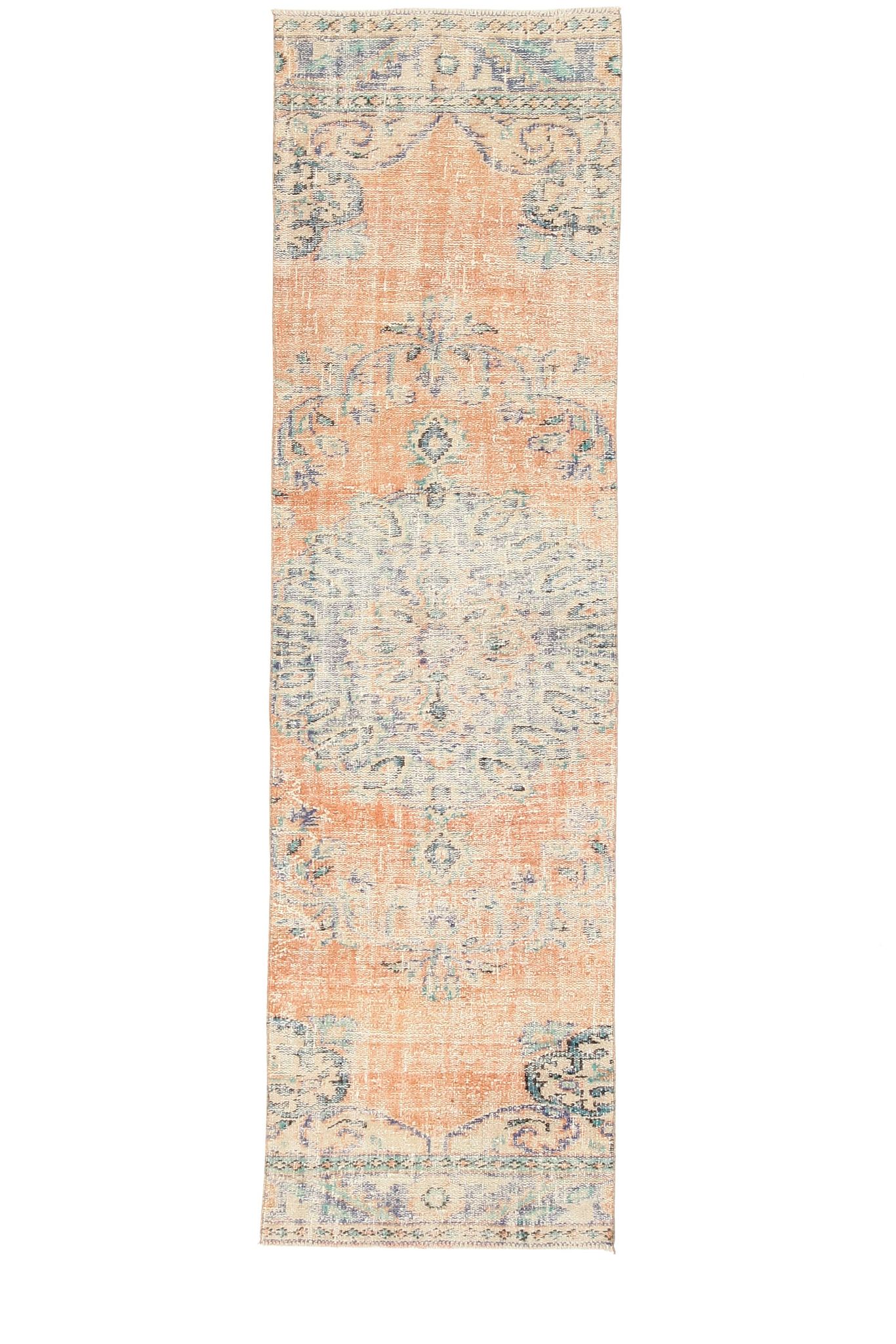 3x9 Pale Orange & Blue Vintage Runner Rug, 80x283Cm SK 6027