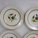 6 flat plates in Gien earthenware, Béatrice model