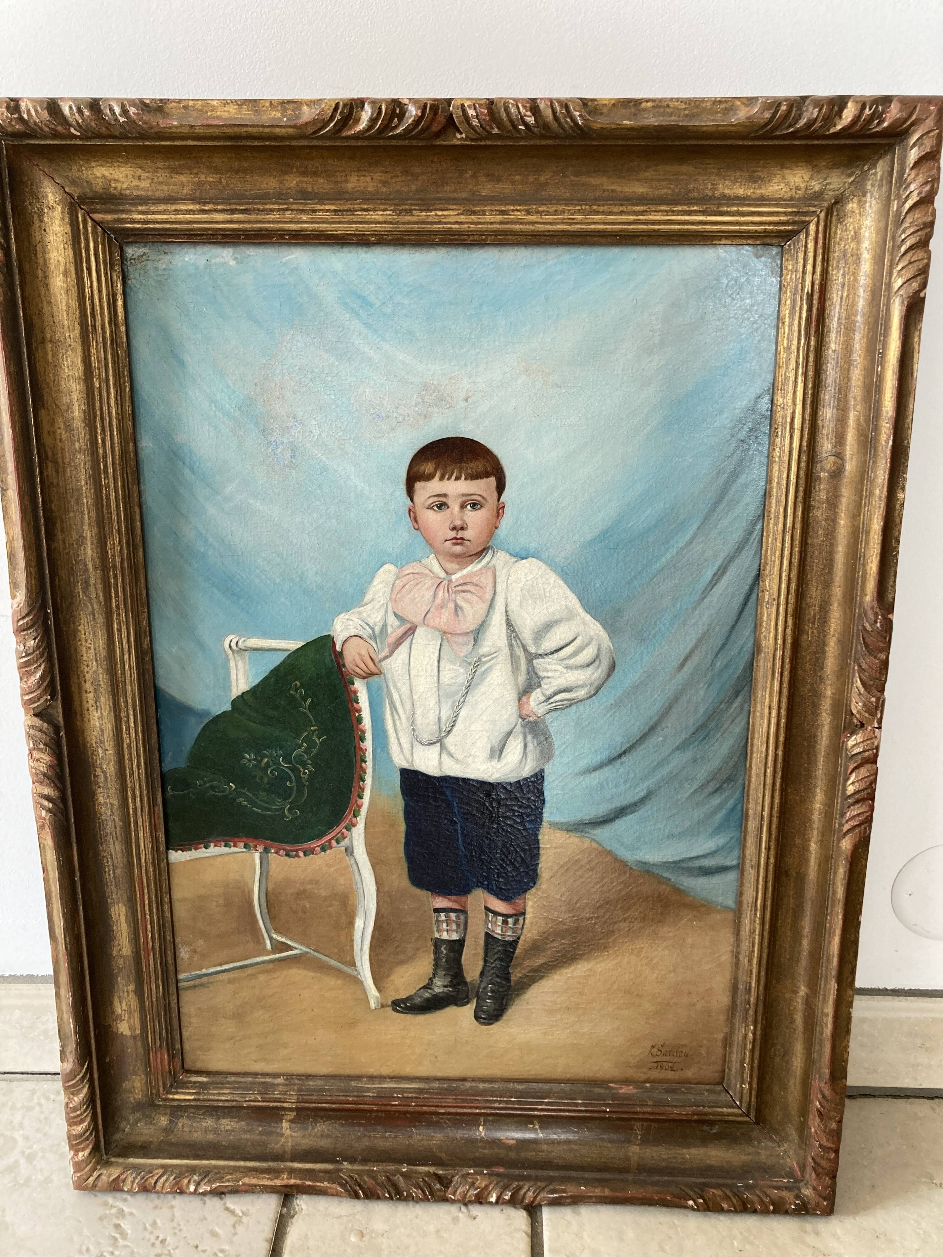 Oil portrait of a young boy
