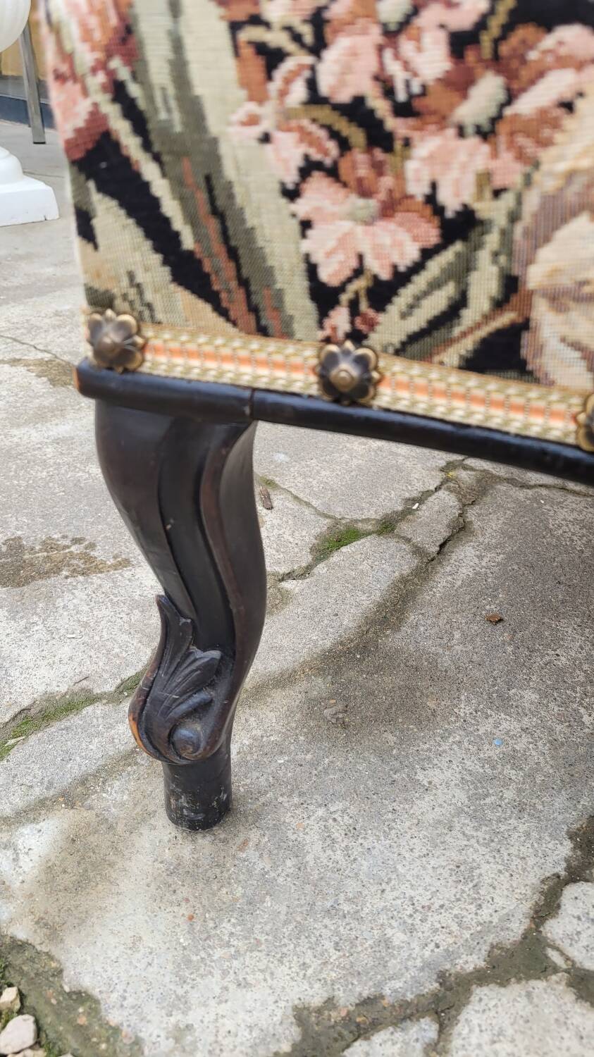 Napoleon III period armchair with floral tapestry, 19th century