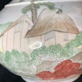 Pair of porcelain ball vases with cottage decor, late 19th century