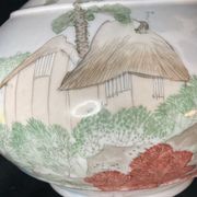 Pair of porcelain ball vases with cottage decor, late 19th century
