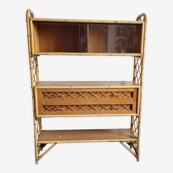 Rattan bookcase cabinet