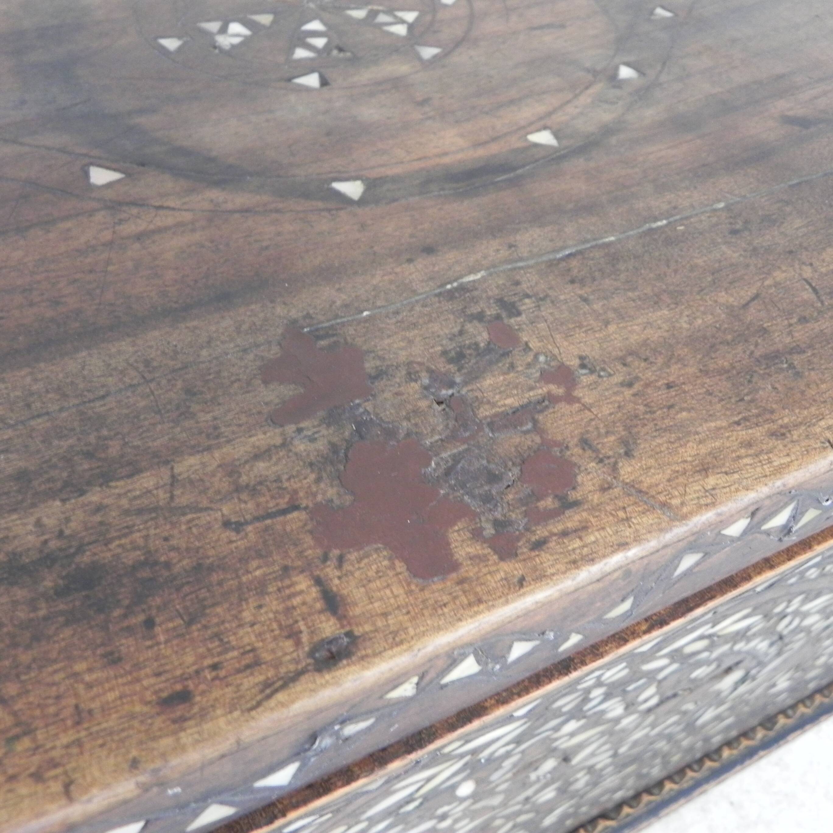 19th century Syrian wedding chest with mother of pearl inlay