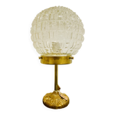 Lampe à poser laiton doré et globe rond texturé