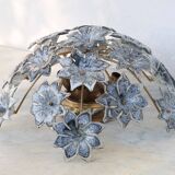 Large Murano Vintage Ceiling Light Black Flowers, 1970s