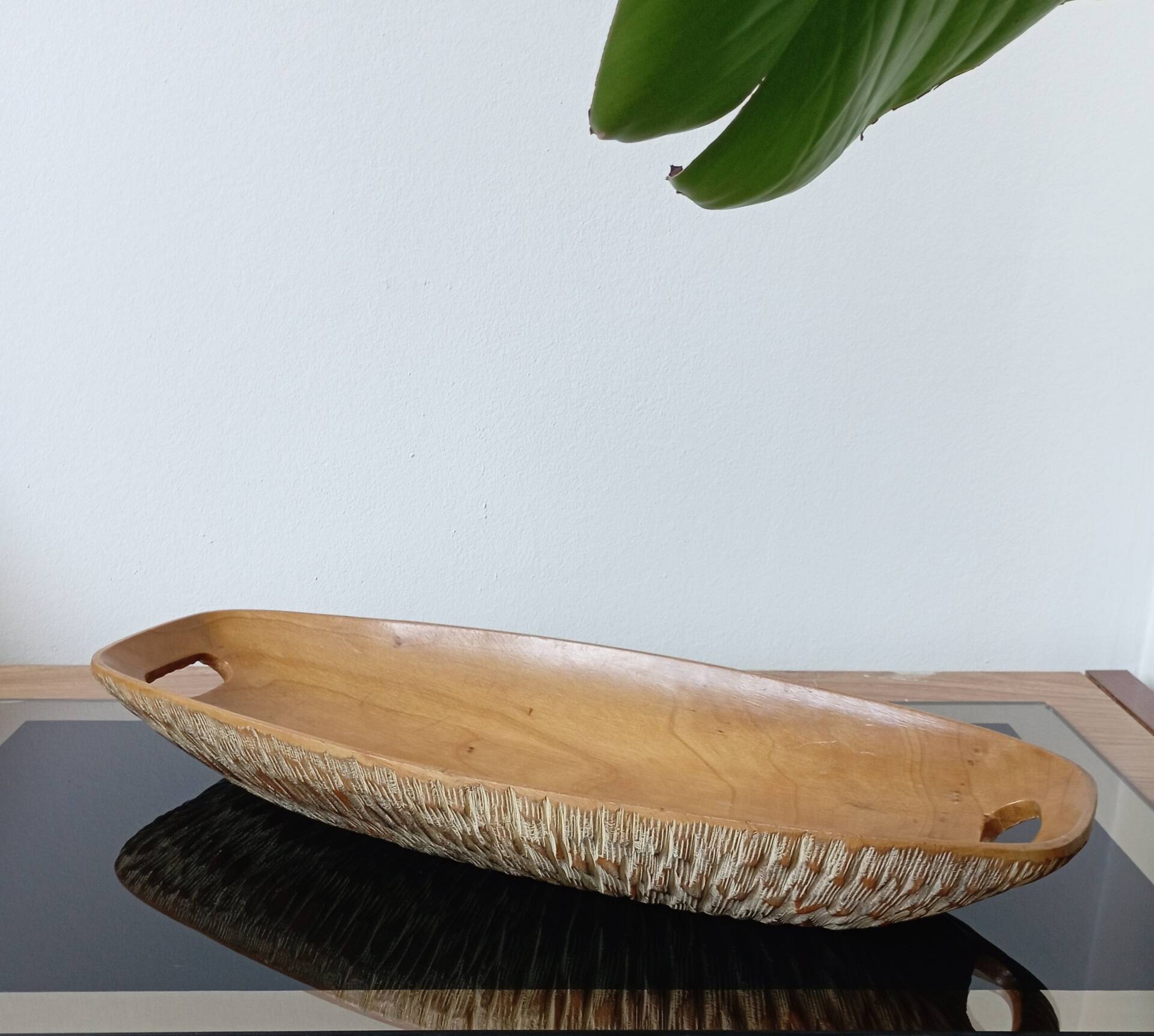 Vintage wooden plate by Aldo Tura for Macabo Italy
