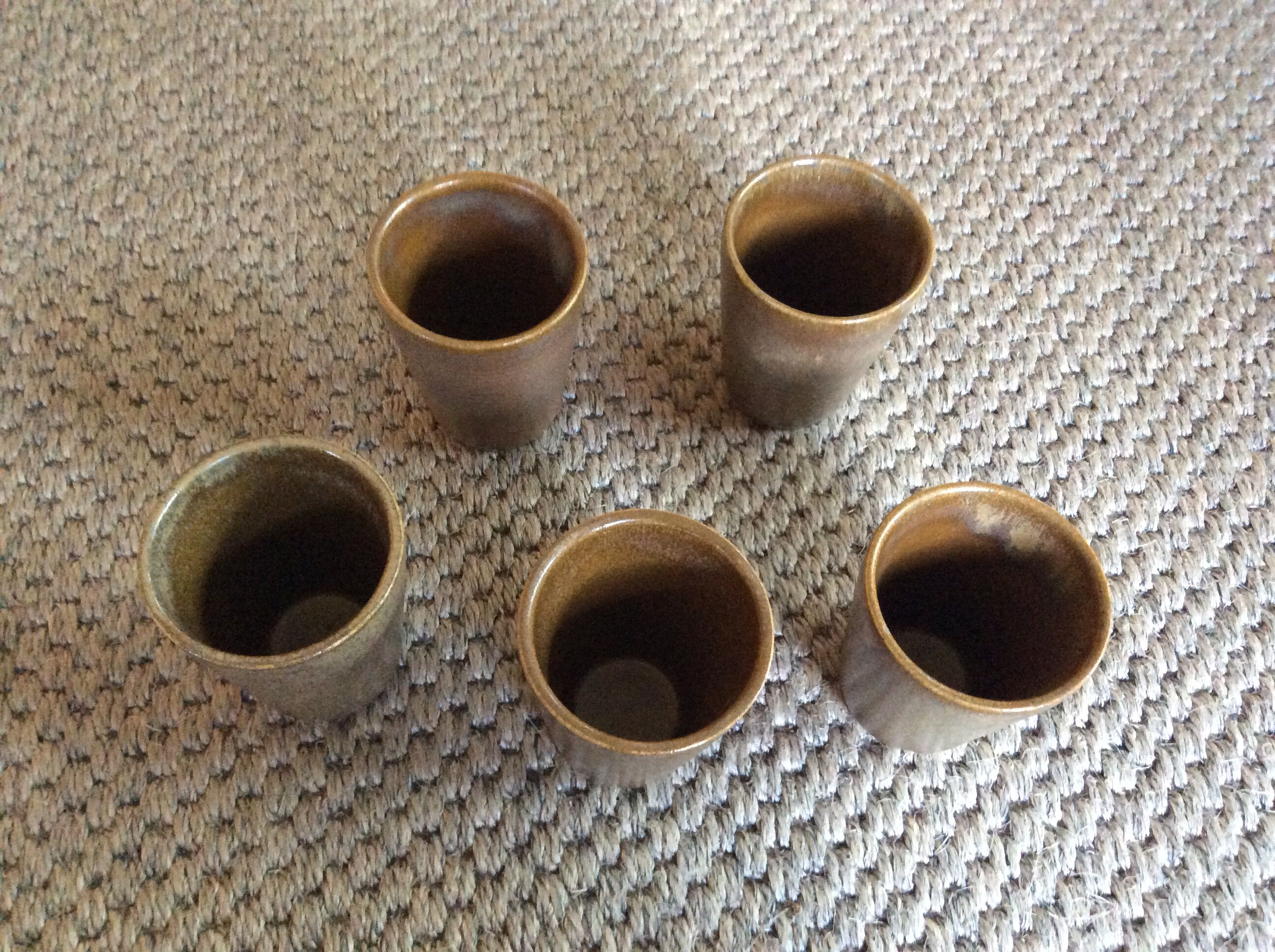 Series of 5 sandstone cups