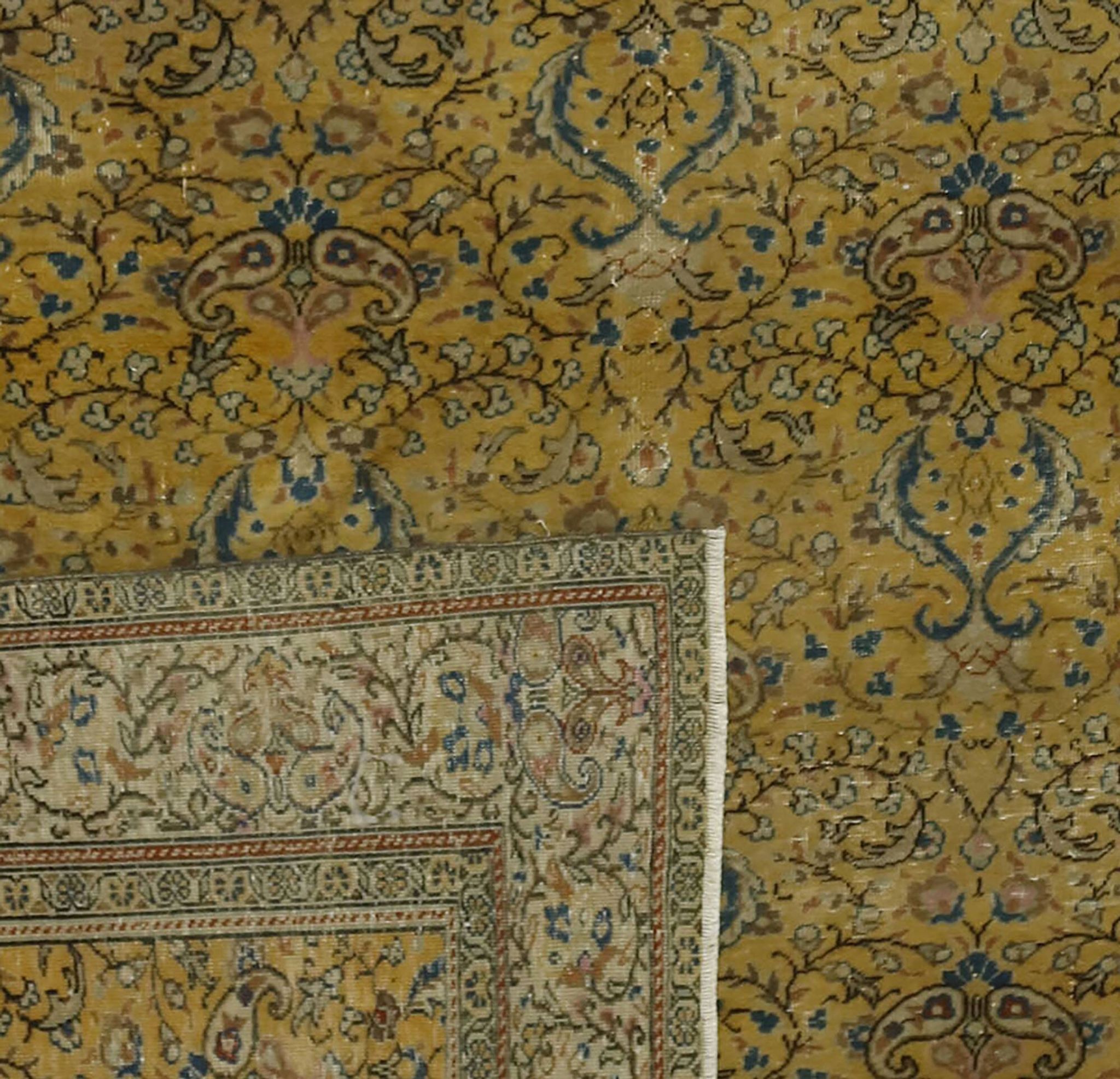 Vintage Turkish Anatolian Carpet 186x283 cm Floral Brown Blue