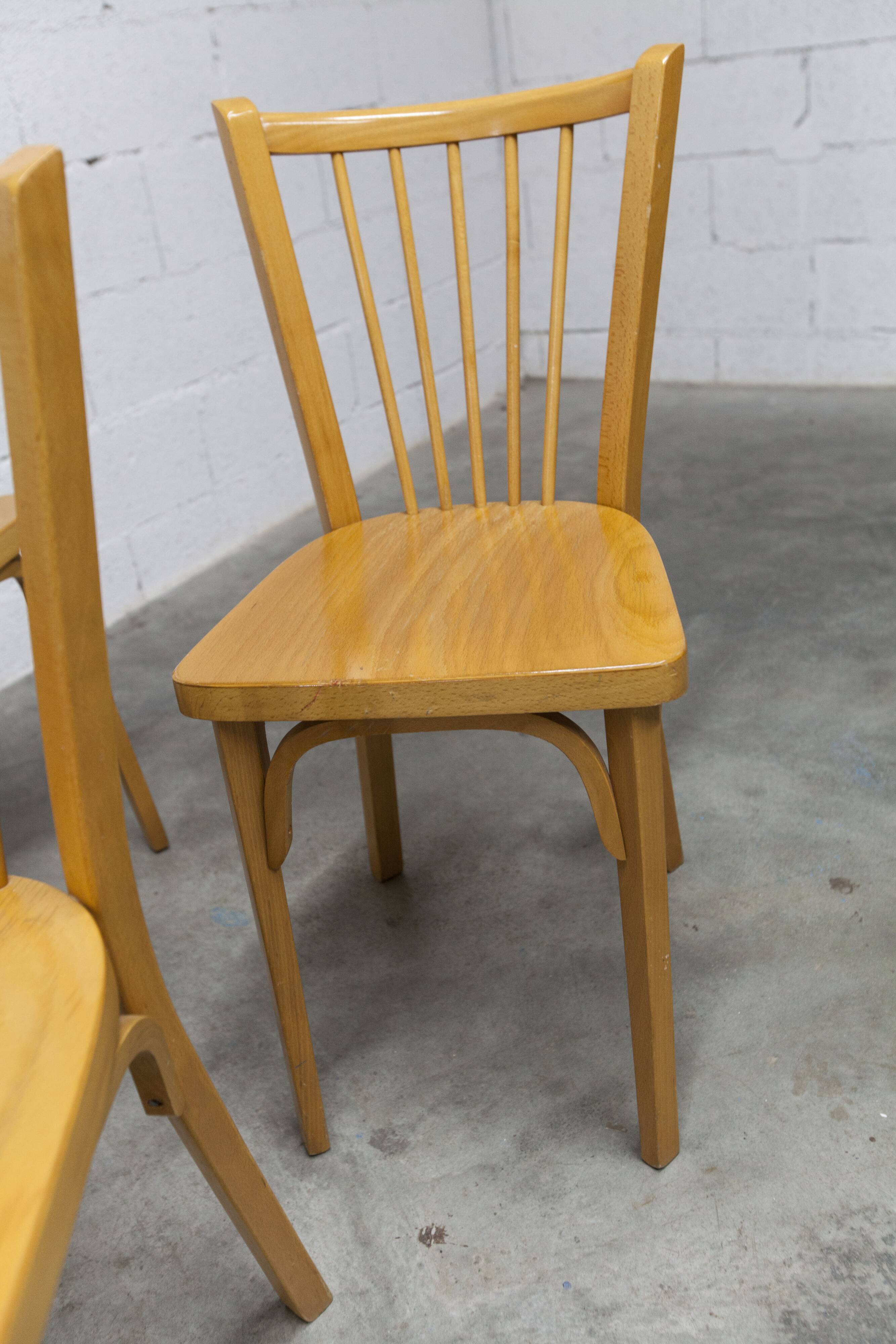 Set of 4 Baumann bistro chairs model 153 stamped 1981.