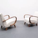 1930 Jindrich Halabala Bentwood Armchair in Ivory Premium Buckle