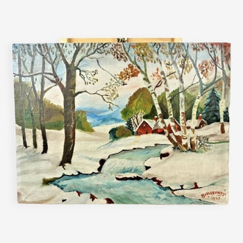 Oil on canvas mountain landscape matheeuwese 1949?