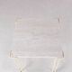 1980s side table beige metal frame with travertine top in the style of Max Sauze
