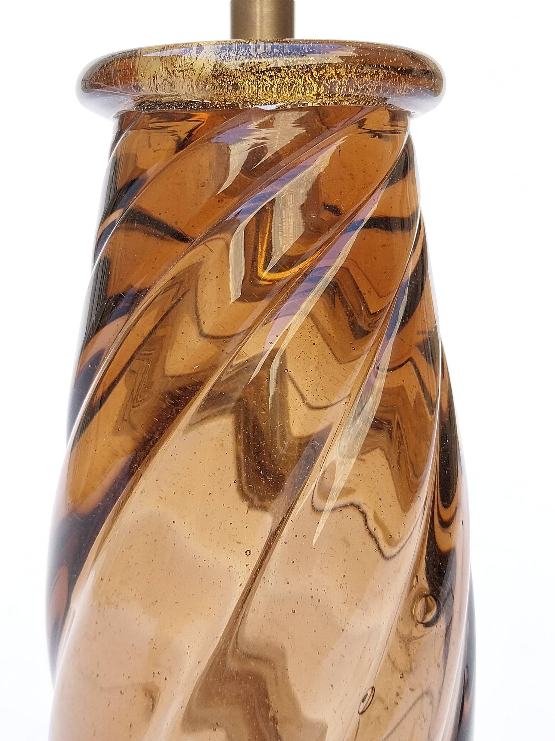 Murano glass lamp with gold glitter