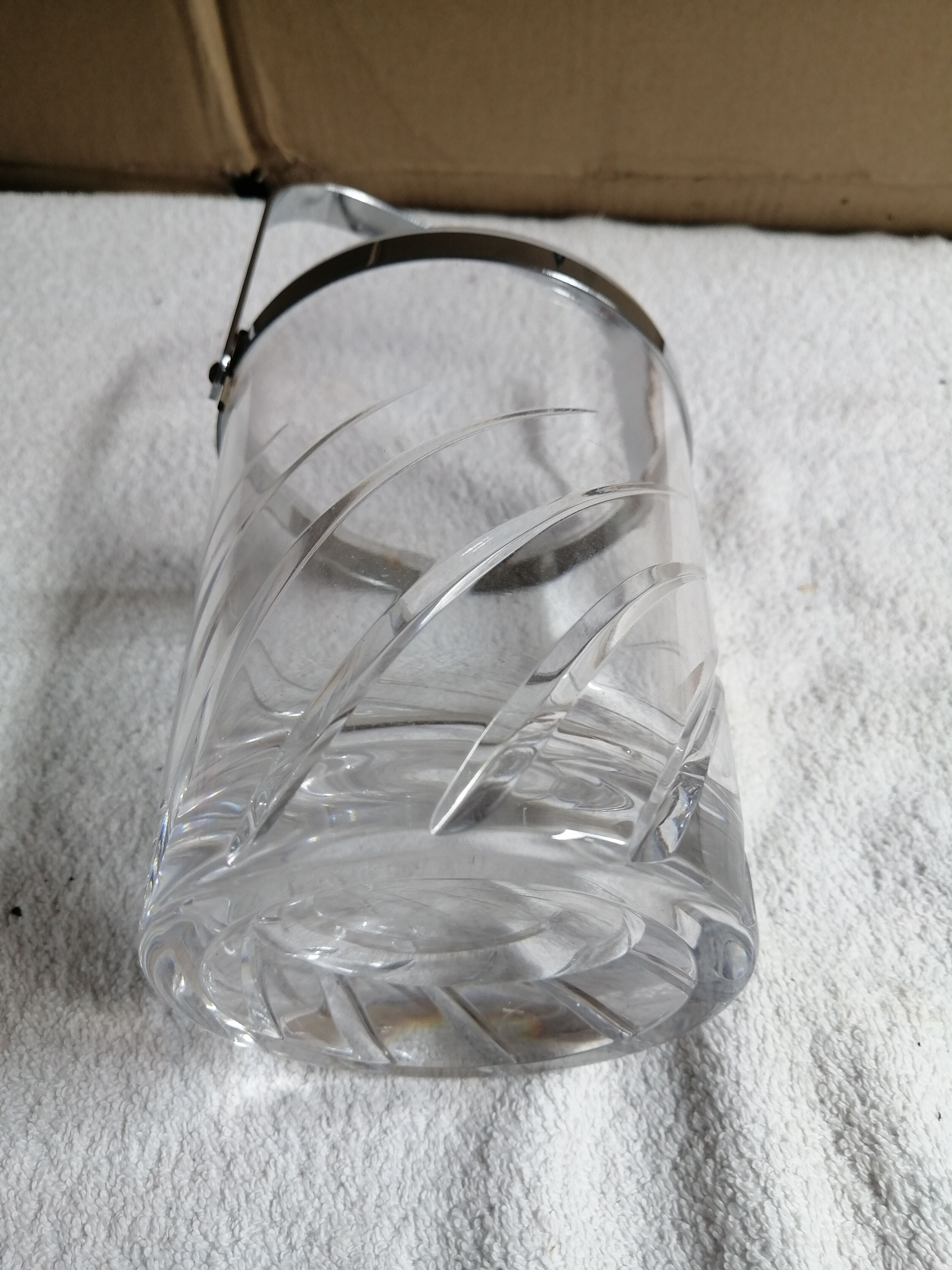Glass and metal ice bucket