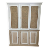 Wood and rattan dresser