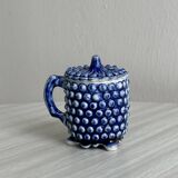Electric blue ceramic sugar bowl
