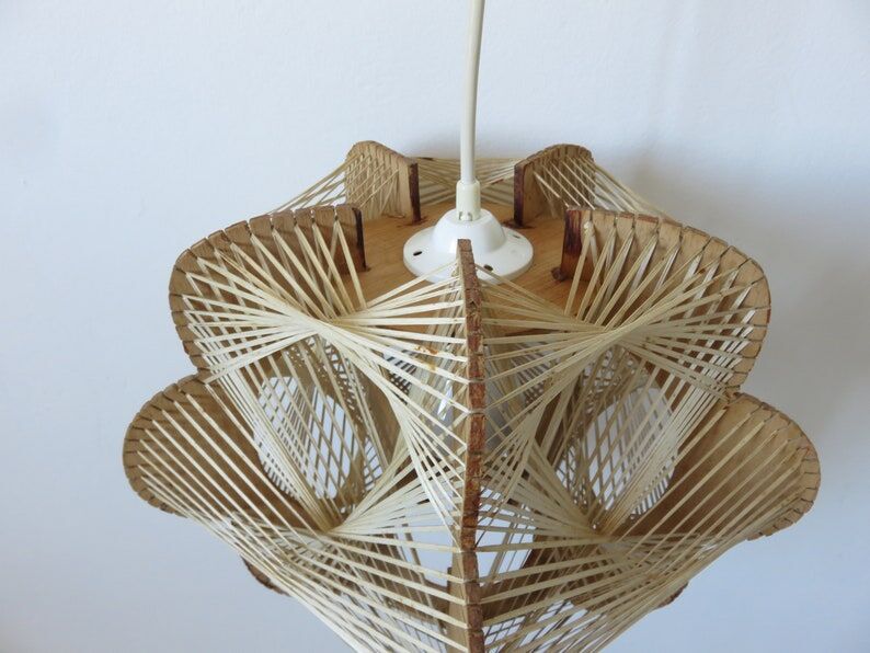 Scandinavian suspension wire and wood 60s 70s